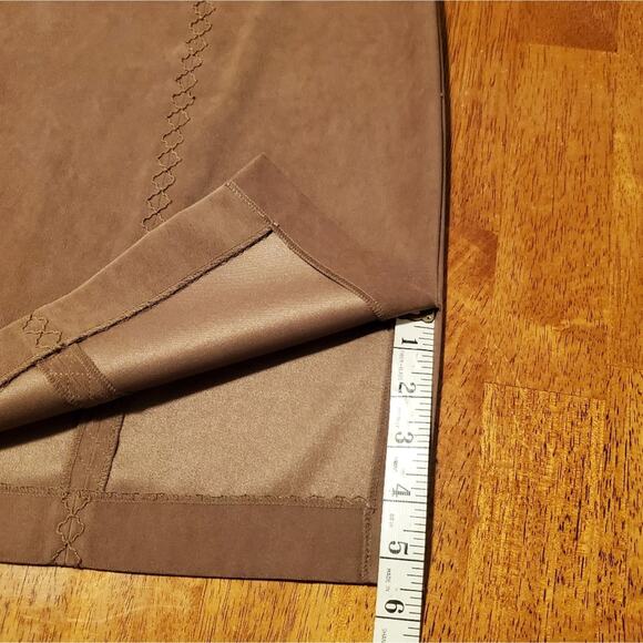 Talbots Vintage 90s Tan A-Line Vegan Suede Embroidered Boho Skirt 10P - Picture 5 of 6